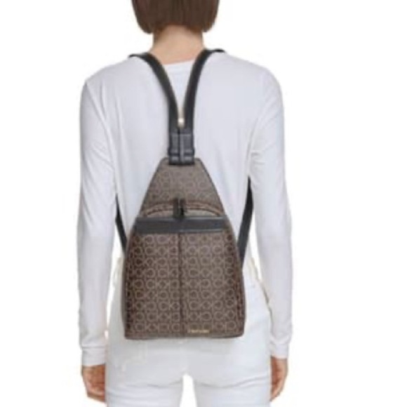 Calvin Klein Bag Millie Logo Sling CK Backpack PU Leather AUTHENTIC - Picture 13 of 16